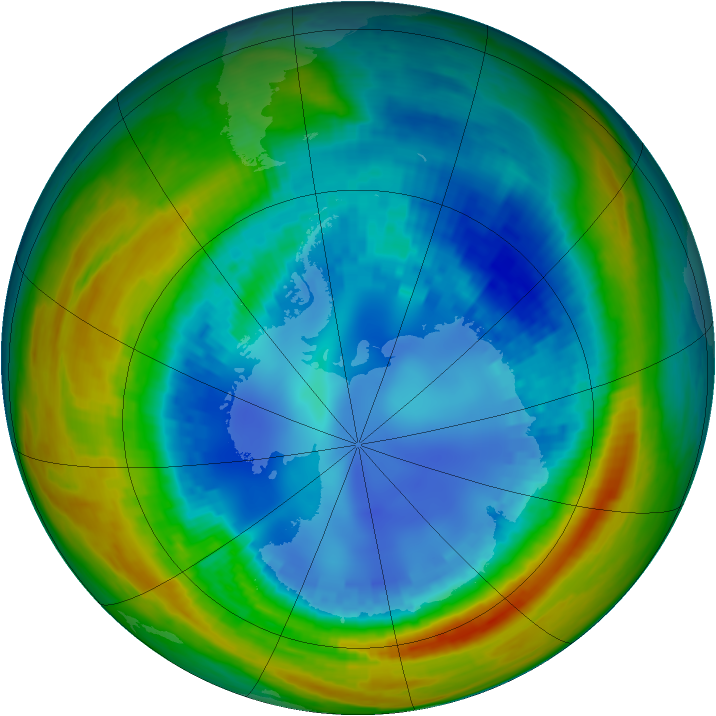 Antarctic ozone map for 20 August 2002